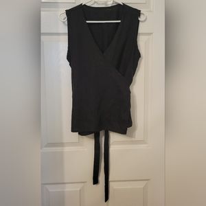 Sleeveless Linen Wrap Top